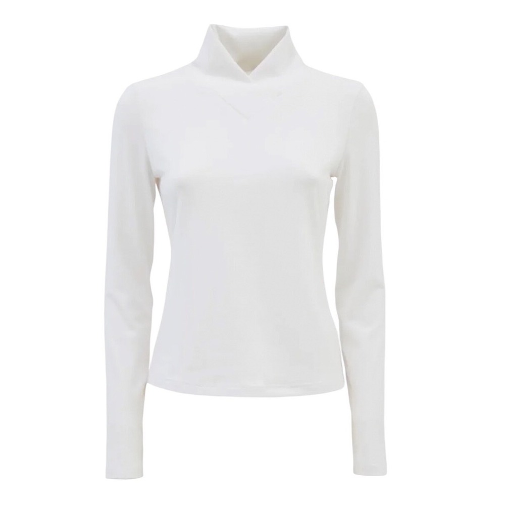 Julia Allert White Designer Long Sleeve Soft Sweater Funnel Neck MOD 2769 XL NWT